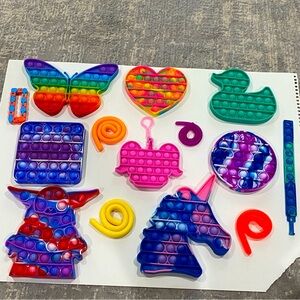 Fidget toys, Pop It toys, monkey noodles, wacky trap toys